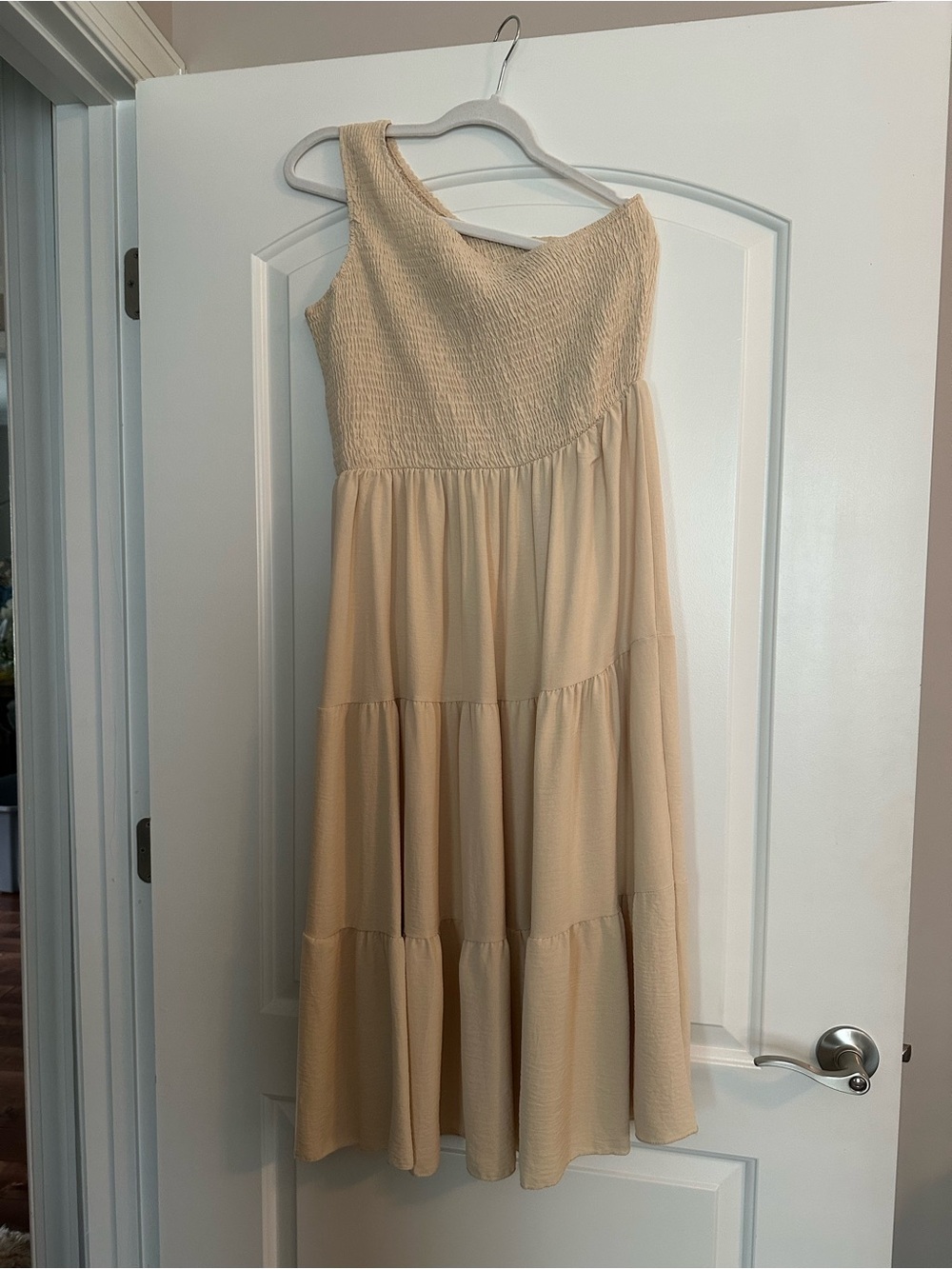 Cream Tiered Smocked Bodice Sundress